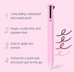 Multi-effect 4 In 1 Eyeliner Eyebrow Pencil Contour Pen Long Lasting Waterproof 4 In 1 Pencil Makeup Pen For Girls, Eyeliner Lipstick Highlighter Brow Liner All In One